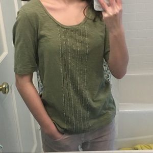 💚 TALBOTS Green Beaded T-shirt Quarter Sleeves